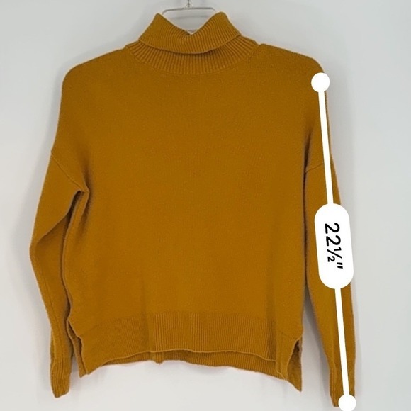 LOFT‎ Mustard Yellow Turtleneck Sweater XS Oversized Cotton Wool Blend 90-49 - Picture 9 of 13